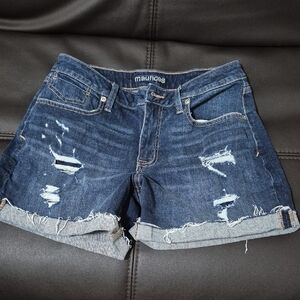 Maurices Dark Blue Distressed Jean Shorts Missing Button Easy Fix Otherwise NWOT